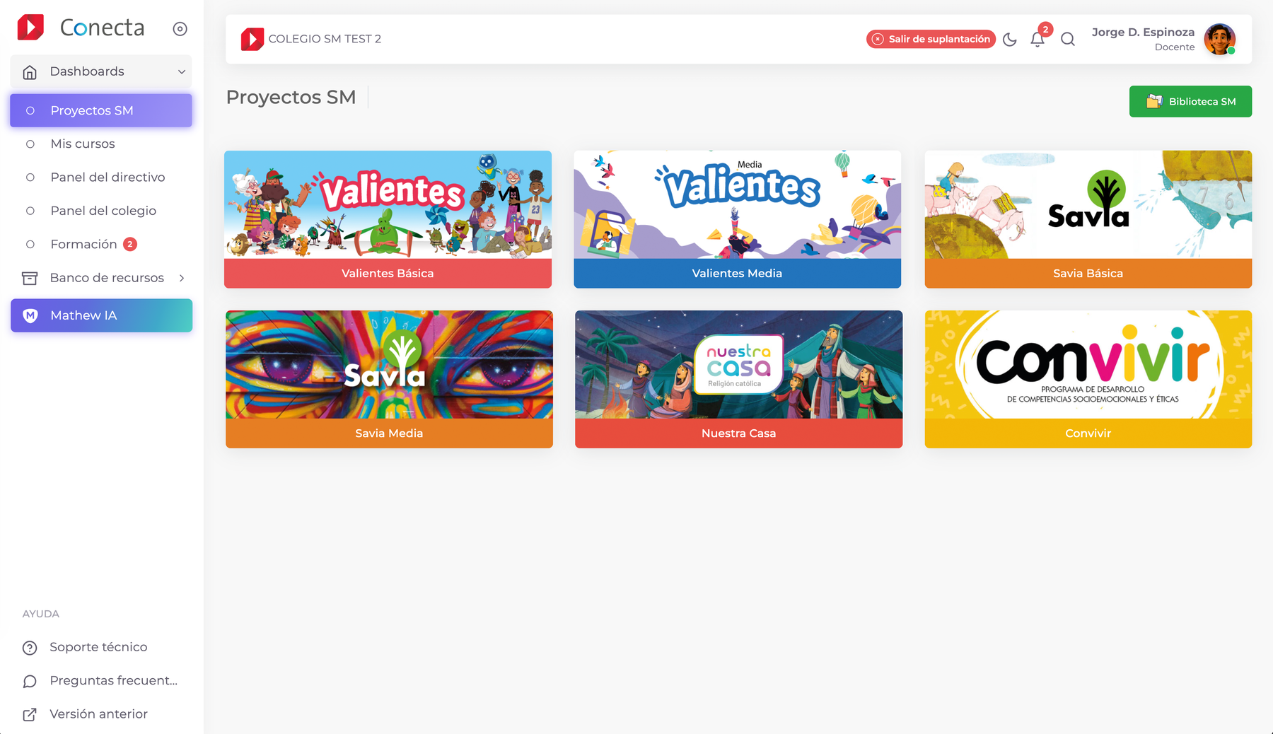 Proyectos en la App Conecta