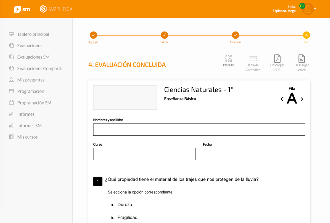 Plataforma Simplifica, banco de preguntas SM