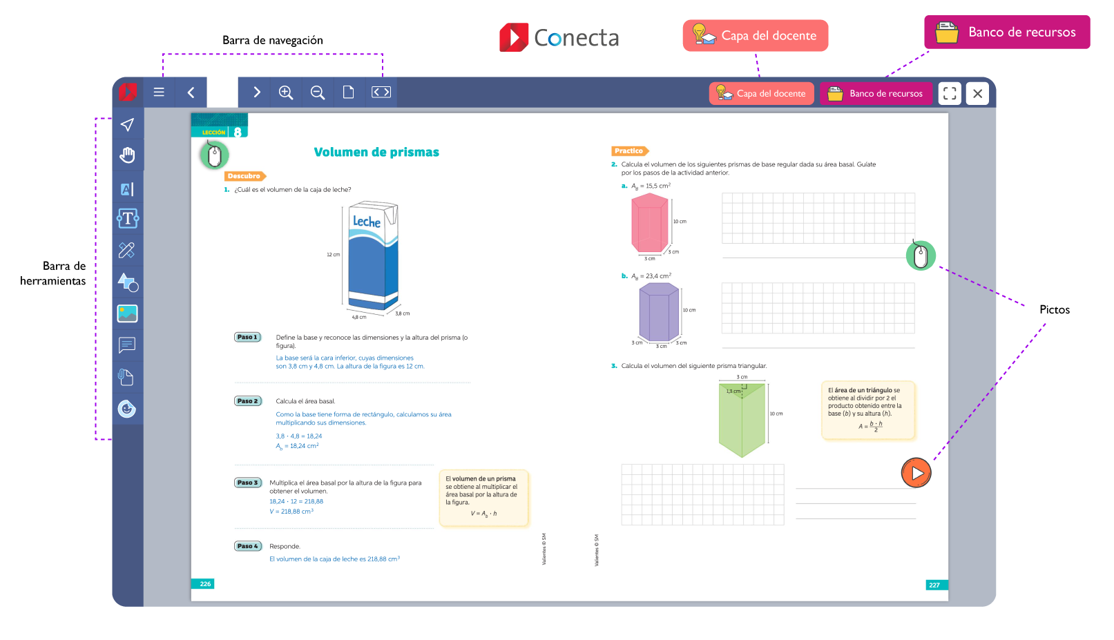 Infografía del visor del texto y sus herramientas
